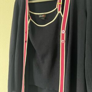 Studio Black Cardigan and Tank with Pink Accents